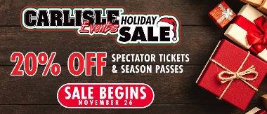 20% off spectator tickets & season passes starting November 26th